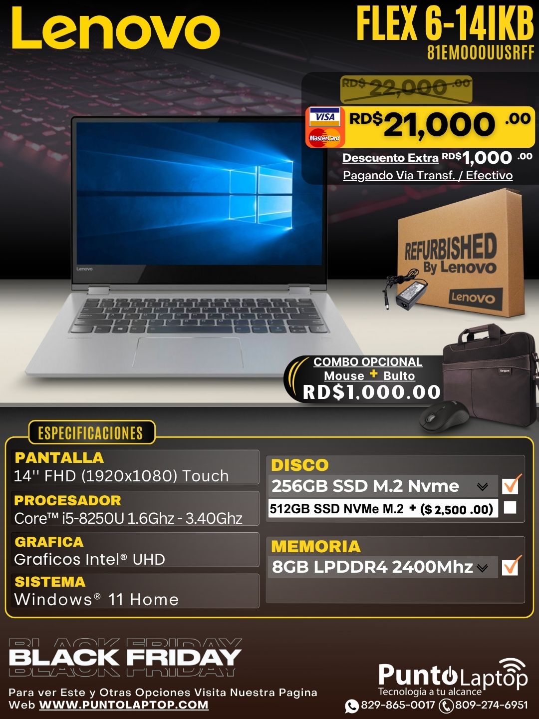 ❞𝐑𝐞𝐟𝐮𝐫𝐛𝐢𝐬𝐡𝐞𝐝❞ Lenovo FLEX 6-14IKB FHD 14'' Core i5 8th 1.6GHz 256GB SSD 8GB W10