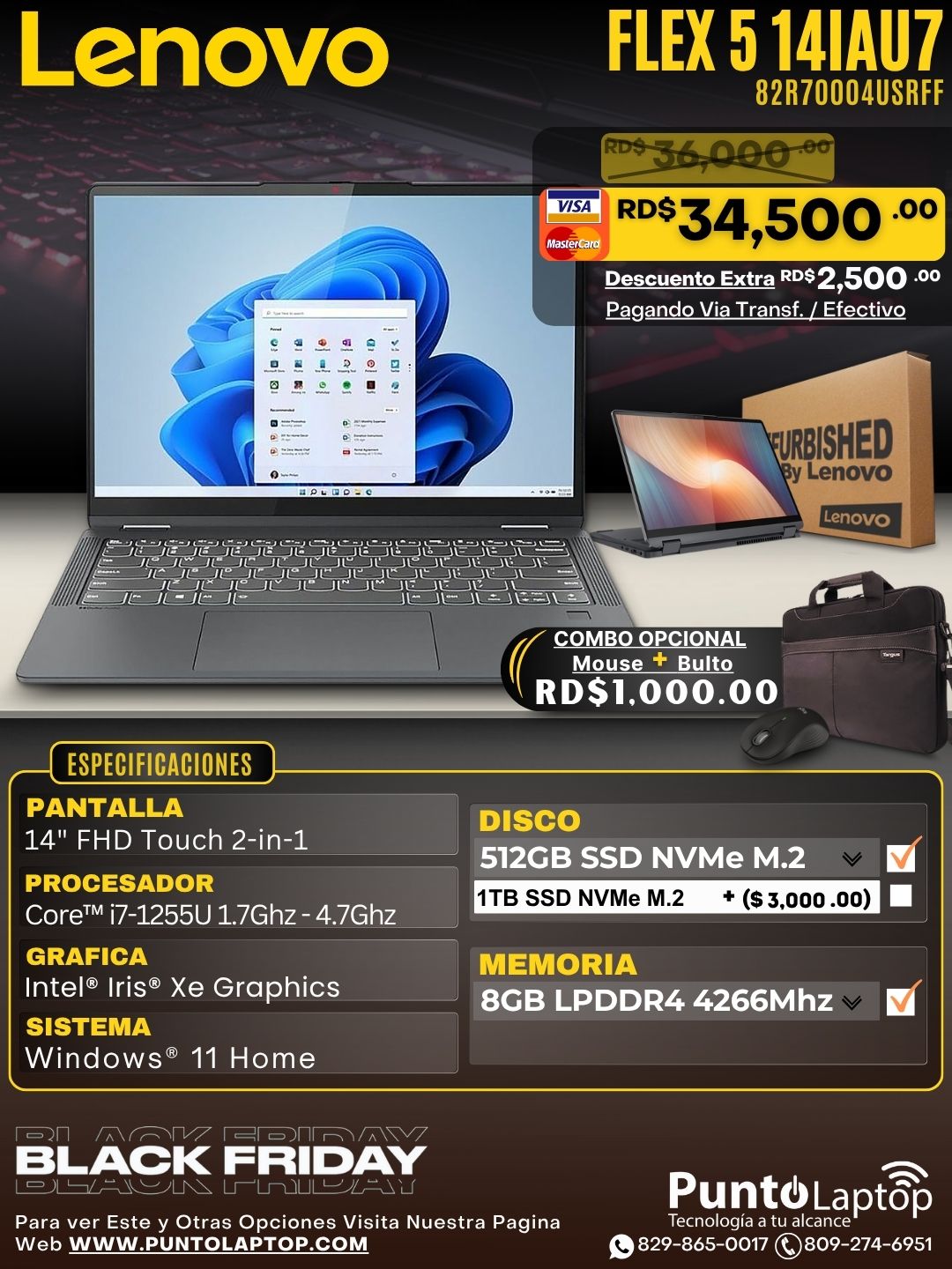 ❞𝐑𝐞𝐟𝐮𝐫𝐛𝐢𝐬𝐡𝐞𝐝❞ Lenovo FLEX 5 14IAU7 2-IN-1 CONVERTIBLE 14" WUXGA FHD Touch IPS Core™ i7-1255U 512GB SSD 8GB W11 GREY Backlt