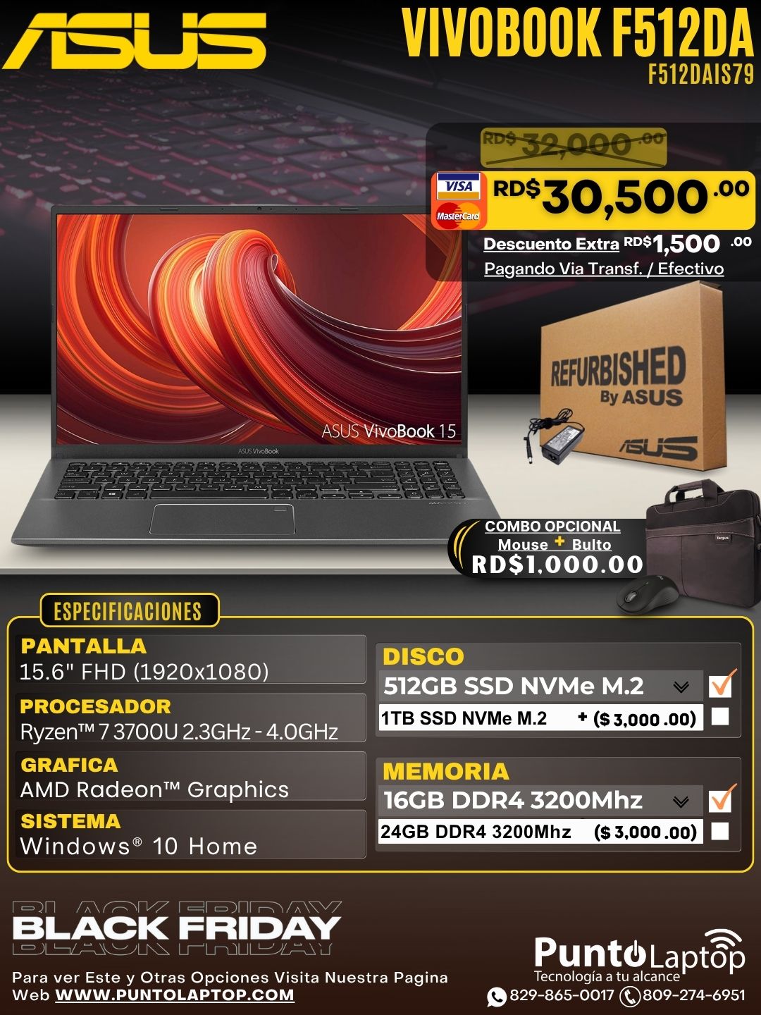 ❞𝐑𝐞𝐟𝐮𝐫𝐛𝐢𝐬𝐡𝐞𝐝❞ Asus VivoBook F512DA 15.6" FHD Ryzen™ 7 3700U 2.3GHz 512GB SSD 16GB W10 GRAY Bcklt
