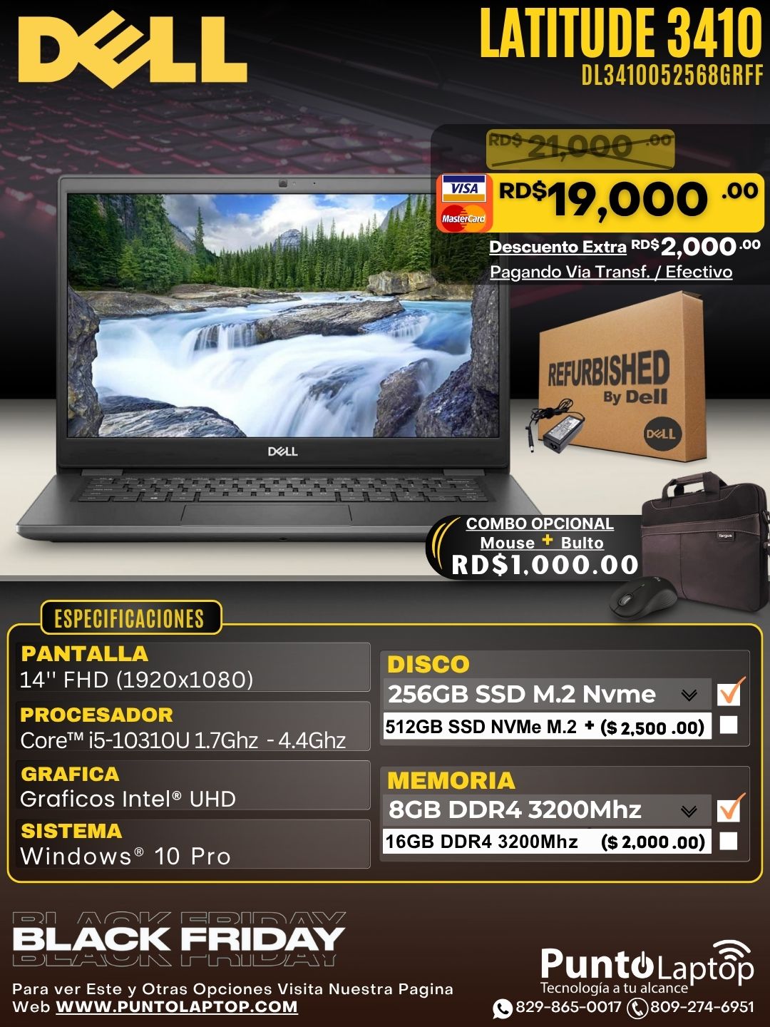 ❞𝐑𝐞𝐟𝐮𝐫𝐛𝐢𝐬𝐡𝐞𝐝❞ Dell Latitude 3410 14" FHD Core™ i5-10310U 256GB SSD 8GB W10 Pro DARK GRAY