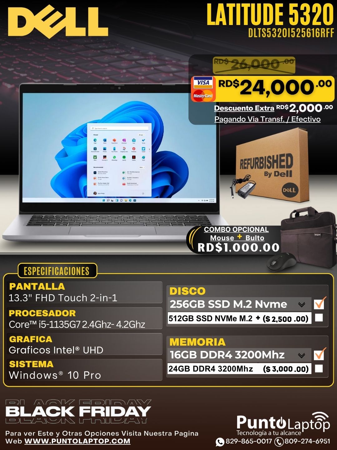 ❞𝐑𝐞𝐟𝐮𝐫𝐛𝐢𝐬𝐡𝐞𝐝❞ Dell Latitude 5320 13.3" FHD Touch Core™ i5-1145G7 256GB SSD 16GB W10 Pro Bcklt TITAN GRAY