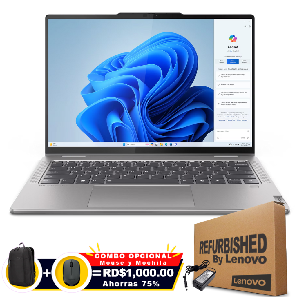 ❞𝐑𝐞𝐟𝐮𝐫𝐛𝐢𝐬𝐡𝐞𝐝❞ Lenovo YOGA 7 14AHP9 2-IN-1 14&quot; (1920x1200) Touch Ryzen™ 7 8840H 1TB SSD 16GB W11 Pro GRAY Bcklt