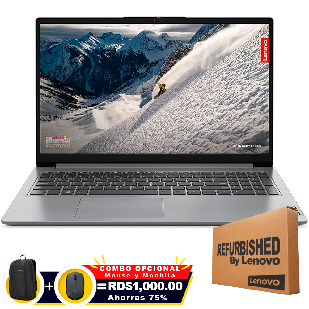 Lenovo 1 15IJL7 15.6" Pentium® Silver N6000 128GB eMMC + 256GB SSD 12GB W11 S CLOUD GREY