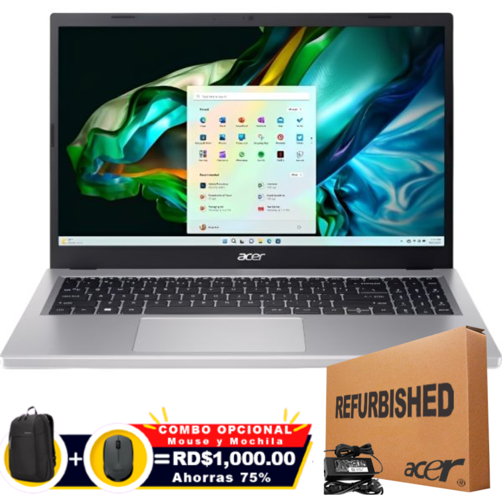 ❞𝐑𝐞𝐟𝐮𝐫𝐛𝐢𝐬𝐡𝐞𝐝❞ Acer Aspire 3 15 A315-24PT-R288 15.6" FHD Touch IPS Ryzen™ 5 7520U 1TB SSD 16GB W11 SILVER
