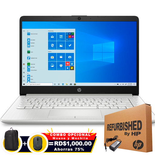 [HP14DK1074RFF] ❞𝐑𝐞𝐟𝐮𝐫𝐛𝐢𝐬𝐡𝐞𝐝❞ HP 14-DK1074 14'' AMD Ryzen 3 3250U 2.6GHz 256GB SSD 8GB W10 Plateado