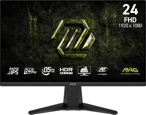 [MSIMAG245FX24] MSI MAG 245F-X24 24" Plano FHD 240HZ Rapid IPS Adaptive Sync 1x DP, 2X HDMI 2.0 Black