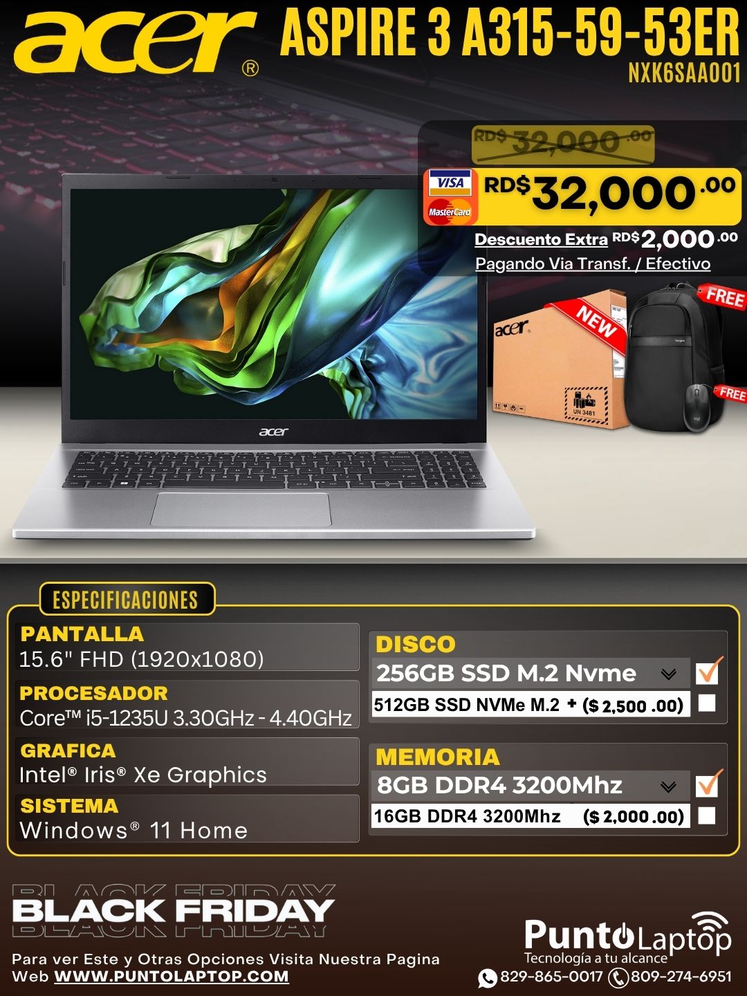 Acer Aspire 3 A315-59-53ER 15.6" FHD Core™ i5-1235U 256GB SSD 8GB W11 SILVER