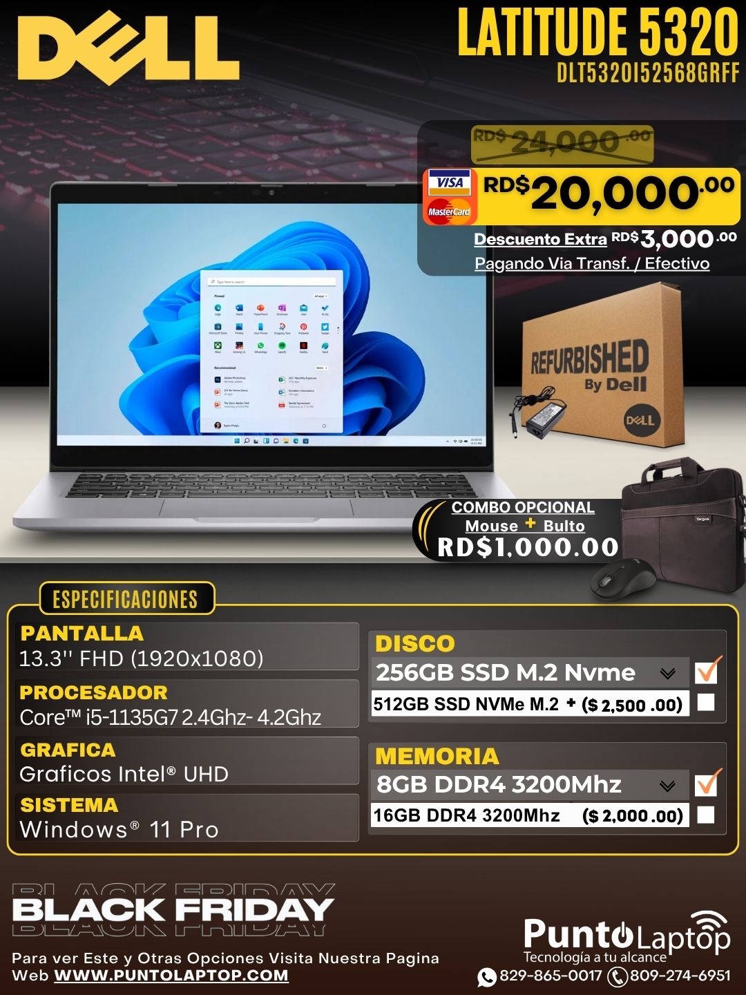 ❞𝐑𝐞𝐟𝐮𝐫𝐛𝐢𝐬𝐡𝐞𝐝❞ Dell Latitude 5320 13.3" FHD Core™ i5-1135G7 256GB SSD 8GB W11 Pro GRAY