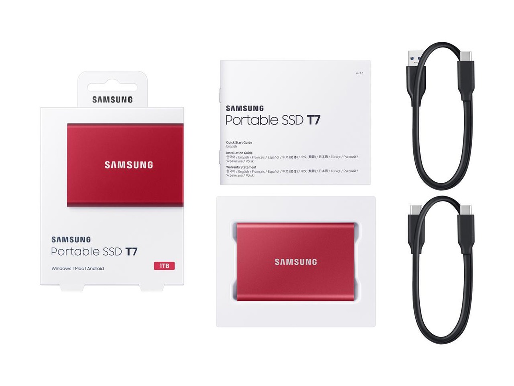 SAMSUNG T7 SSD portátil 1TB - Hasta 1050 MB/s - Unidad de Estado Sólido Externo USB 3.2