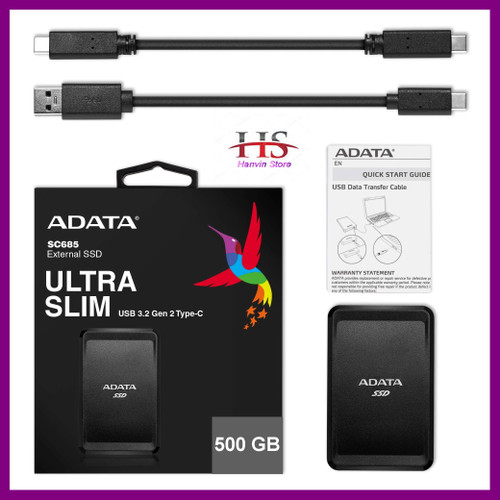 ADATA SC685 500GB Gen 2 Type-C Disco Externo SSD Negro