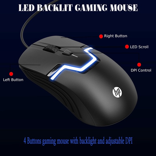 HP Gaming Combo GK1100, Teclado iluminado + Mouse
