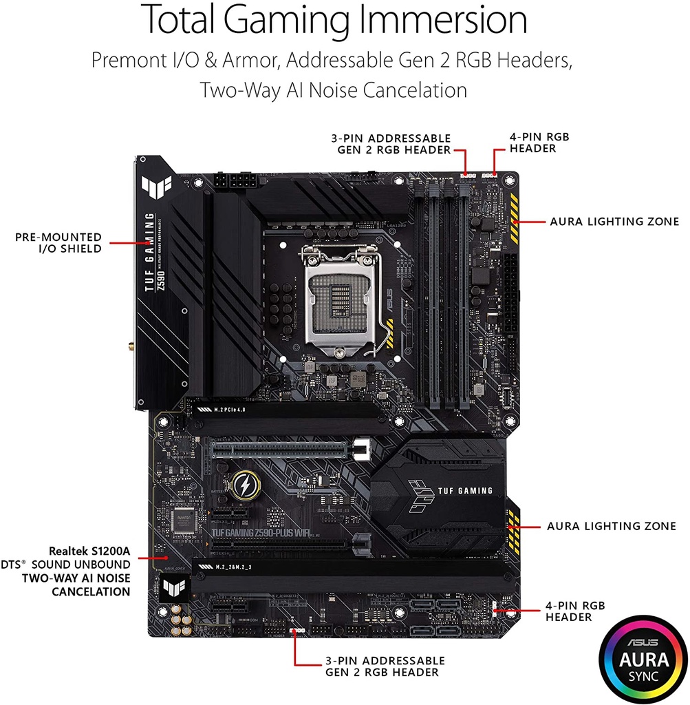 ASRock ASRock Z590 STEEL LEGEND LGA1200 ATX Motherboard, DDR4, PCIe 3.0, SATA III, 7.1-Channel Audio