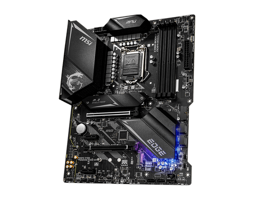 MSI MPG Z490 Edge WiFi LGA 1200 ATX Motherboard : 4 x Dual Channel DDR4-4800(OC), 2x PCI-E 3.0 x16 Slots, 2 x PCIe 3.0 x1 Slots, x M.2 Slots, 6 x SATA 6Gb/s, 8-Channel(7.1) HD Audio.