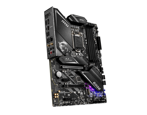 MSI MPG Z490 Edge WiFi LGA 1200 ATX Motherboard : 4 x Dual Channel DDR4-4800(OC), 2x PCI-E 3.0 x16 Slots, 2 x PCIe 3.0 x1 Slots, x M.2 Slots, 6 x SATA 6Gb/s, 8-Channel(7.1) HD Audio.