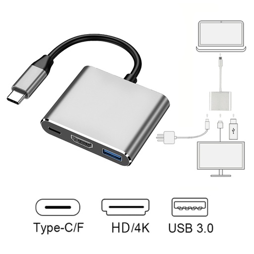3-in-1 USB-C ► 1x HDMI │ 1x USB3.0 │ 1x USB-C │ 4K UHD