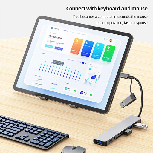 8-in-2 USB/USB-C ► 1x USB 3.0 │ 3x USB 2.0 │ 3.5mm audio │SD/TF │ USB-C (data)