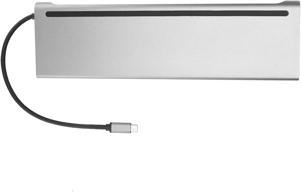 12-in-1 USB-C ► 2x HDMI (4K@30Hz) │ 1x VGA(1080P@60Hz) │ 1x RJ45 │ 2x USB2.0 │ 1x USB3.0 │ 2x USB-C │ 1x Audio Port │ 1x SD/TF