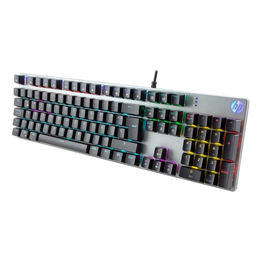 HP HP GK400F Mechanical Gaming Keyboard Gun Color Metal Panel RGB Backlit