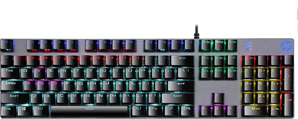 HP HP GK400F Mechanical Gaming Keyboard Gun Color Metal Panel RGB Backlit