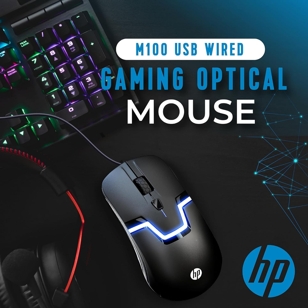 HP HP M100S Gaming Mouse, 5 key + DPI 3200 MAX DPI - BLACK