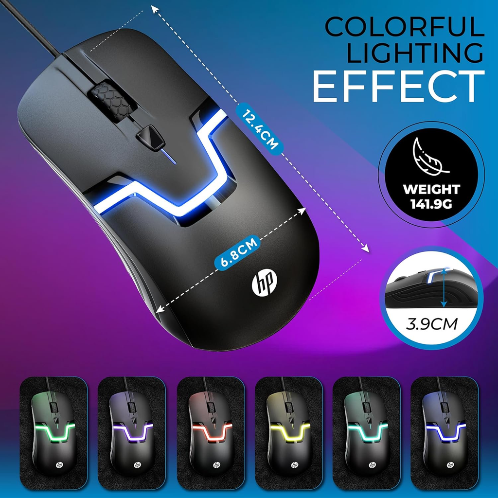 HP HP M100S Gaming Mouse, 5 key + DPI 3200 MAX DPI - BLACK