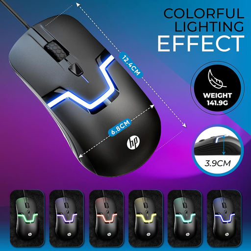HP M100S Gaming Mouse, 5 key + DPI 3200 MAX DPI - BLACK