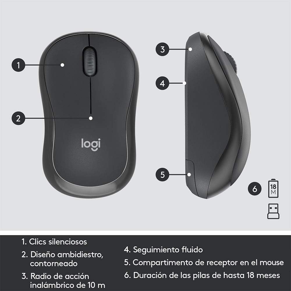 Logitech MK295 Silent Wireless Combo Mause y Teclado Negro Español