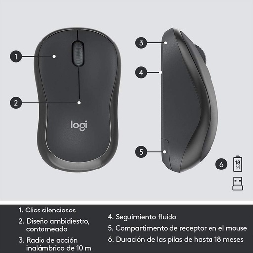 Logitech MK295 Silent Wireless Combo Mause y Teclado Negro Español