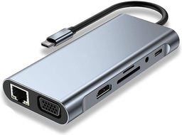 11-in-1 USB-C (1xHDMI)(1xVGA)(1xRJ45)(3xUSB3.0)(2xUSB-C)(1xAudio)(SD/T