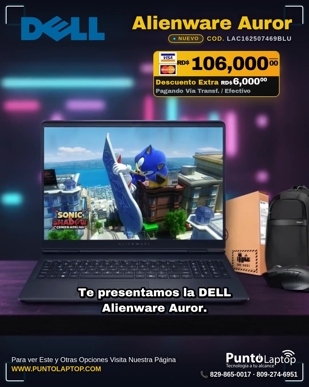 Dell Alienware Aurora 16 16" (2560x1600) 120Hz Core™ 7 240H 1TB SSD 16GB W11 NVIDIA® RTX 5060 8GB BLUE Bcklt