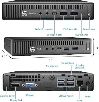 HP EliteDesk 800 G2 MINI Core™ i7-6700T 256GB SSD 16GB W10 Pro Keyboard Mouse BLACK