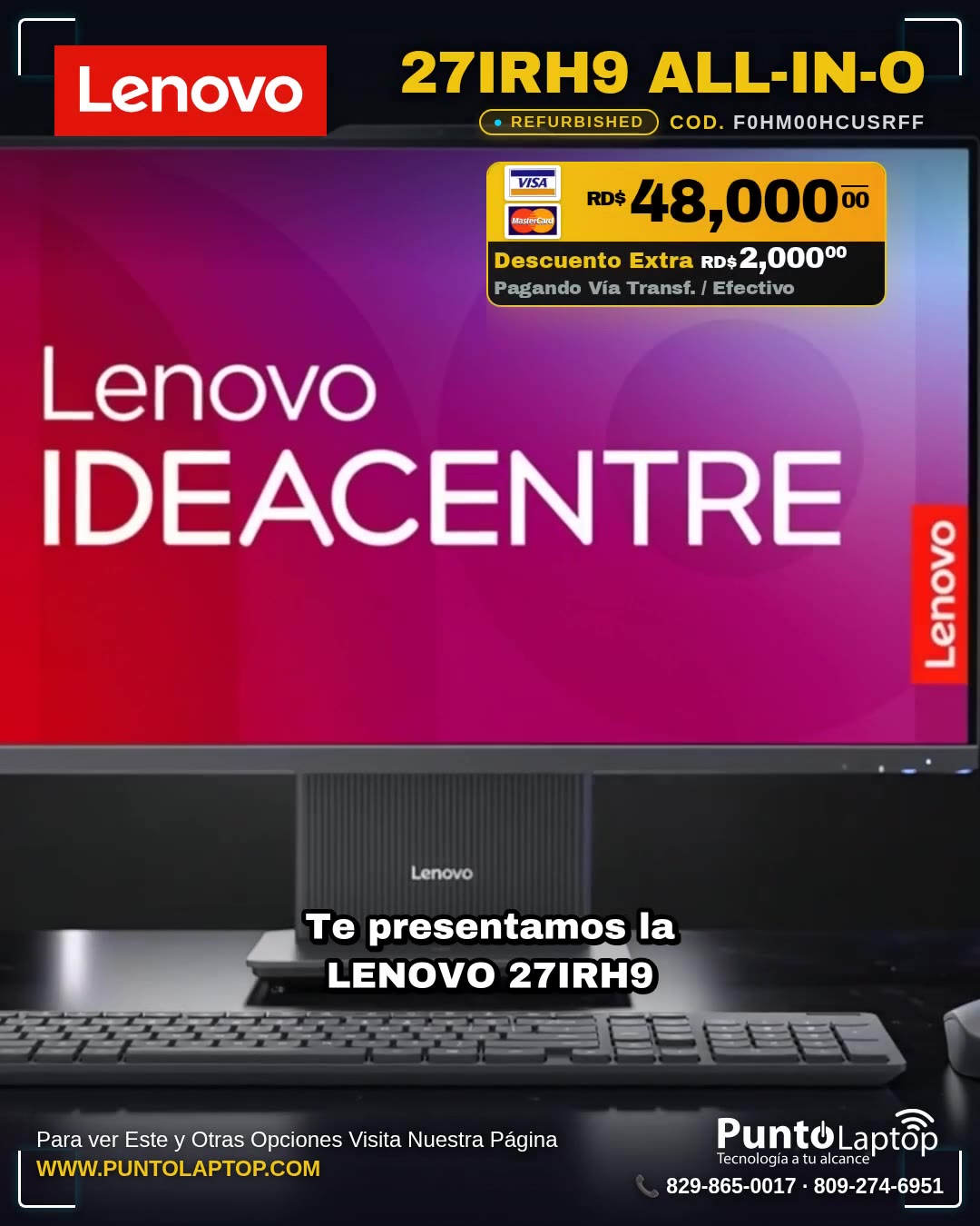 Lenovo 27IRH9 ALL-IN-ONE 27" FHD Core™ i5-13420H 512GB SSD 16GB W11 GRAY Wireless Keyboard & Mouse