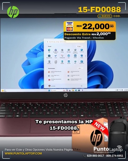 HP 15-FD0088 15.6" HD Intel® N200 128GB UFS 4GB W11 GLIMMER GARNET