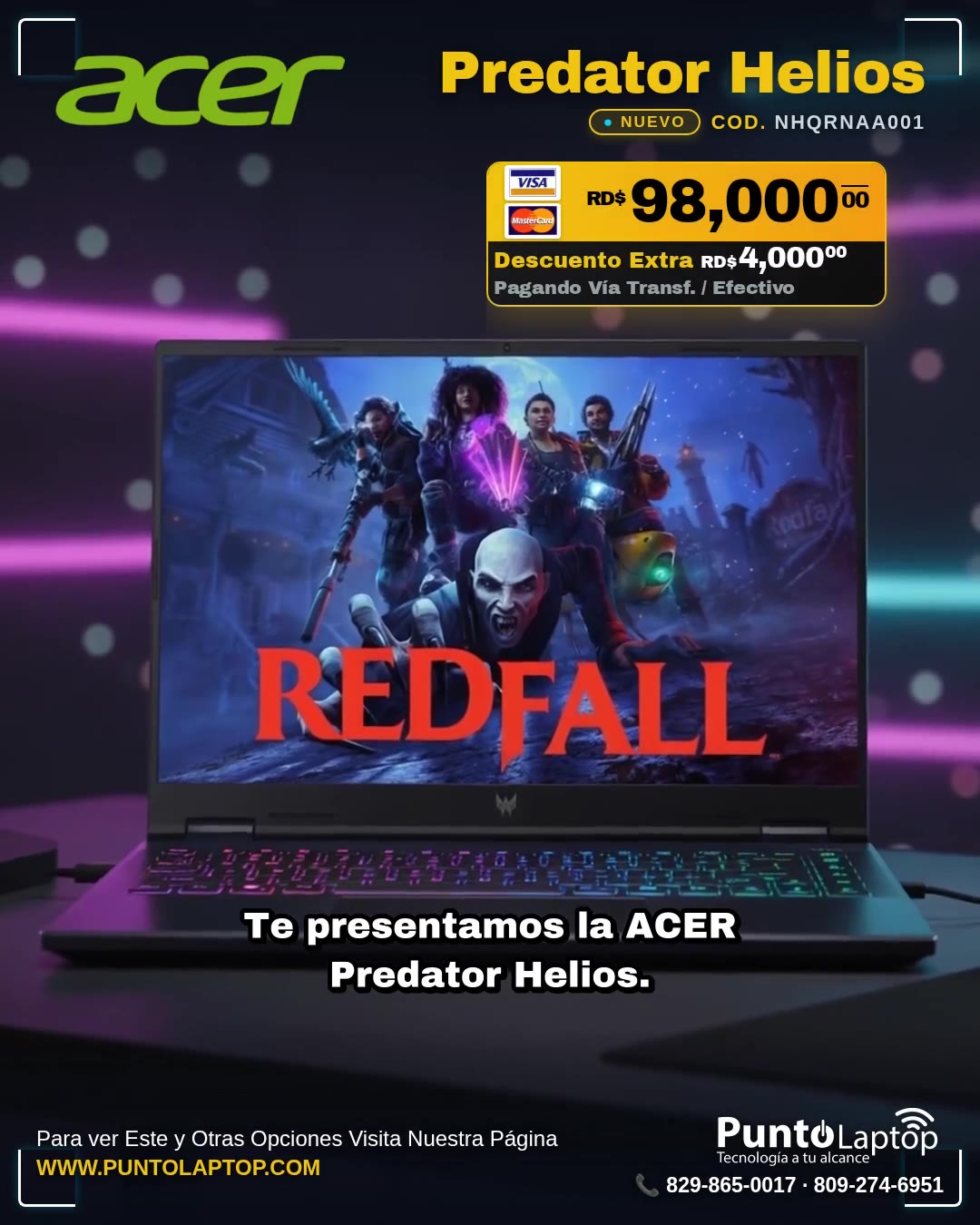 Acer Predator Helios Neo 14 PHN14-51-79UB 14.5" (2560x1600) 120Hz IPS Core™ Ultra 7 155H 1TB SSD 16GB W11 NVIDIA® RTX 4070 8GB BLACK Bcklt