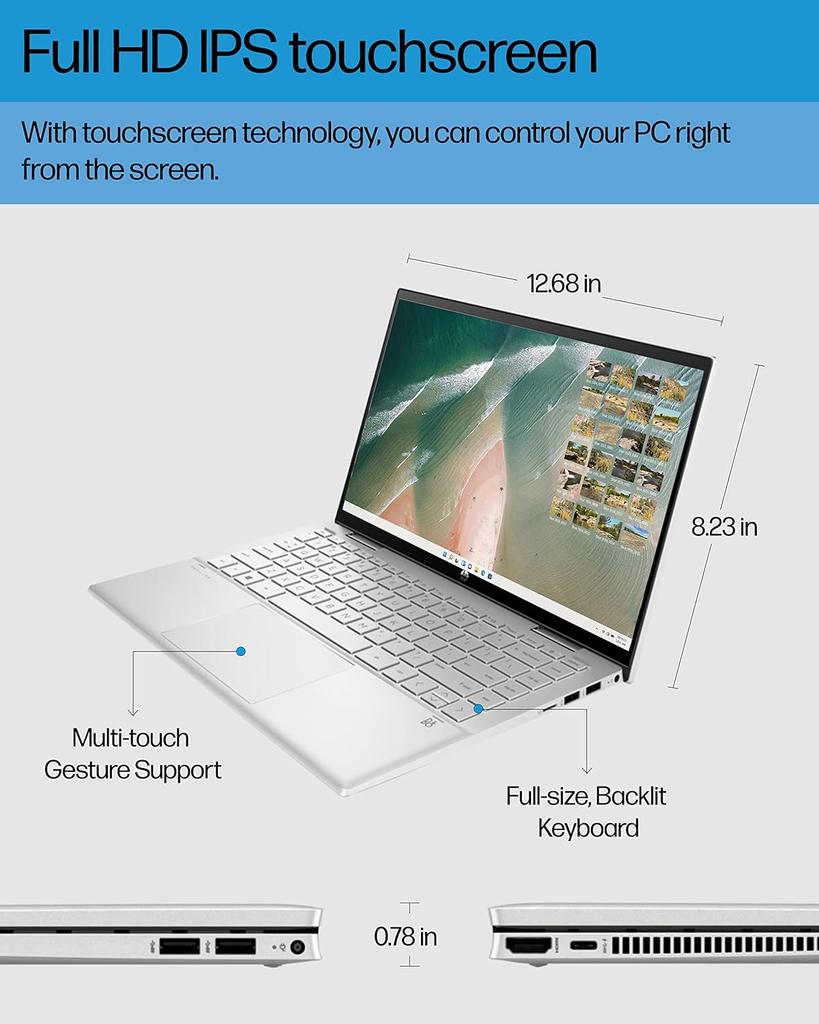 HP 14T-DY2010NR 2 IN 1 14&quot; FHD Touch Core™ i5-1235U 1.3Ghz - 4.4Ghz 1TB SSD 8GB W11 SILVER Backlit