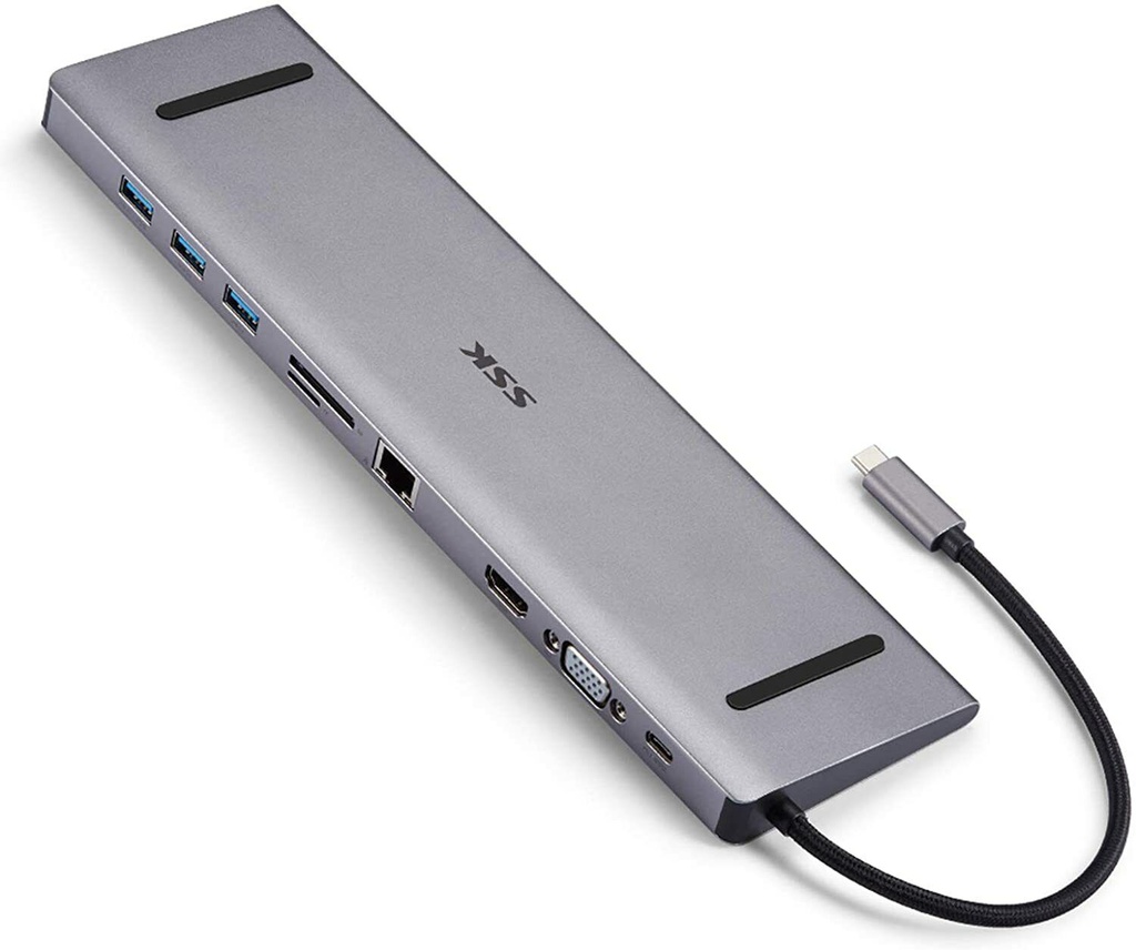 SSK SHU-C560 USB Type-C 10 in 1 Adapter Dock USB 3.0 HDMI VGA SD/TF Card Reader