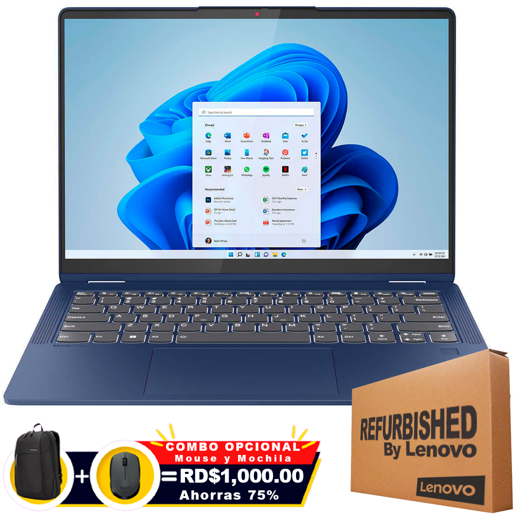 ❞𝐑𝐞𝐟𝐮𝐫𝐛𝐢𝐬𝐡𝐞𝐝❞ Lenovo FLEX 5 14ABR8 2-IN-1 14&quot; FHD Touch IPS Ryzen™ 7 7730U 512GB SSD 16GB W11 ABYSS BLUE Bcklt