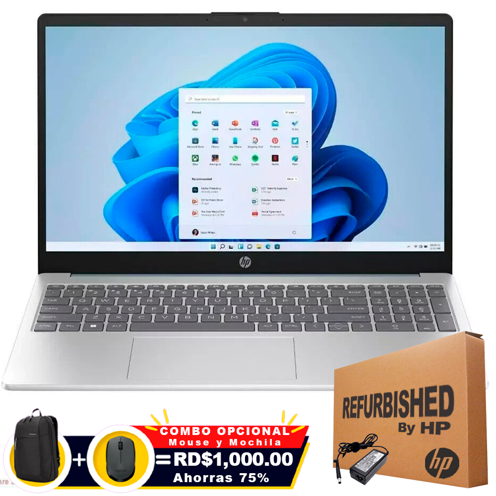 ❞𝐑𝐞𝐟𝐮𝐫𝐛𝐢𝐬𝐡𝐞𝐝❞ HP 15-FC0003CA 15.6&quot; FHD Athlon Silver 7120U 2.4Ghz - 3.5Ghz 512GB SSD 8GB W11 SILVER Backlit