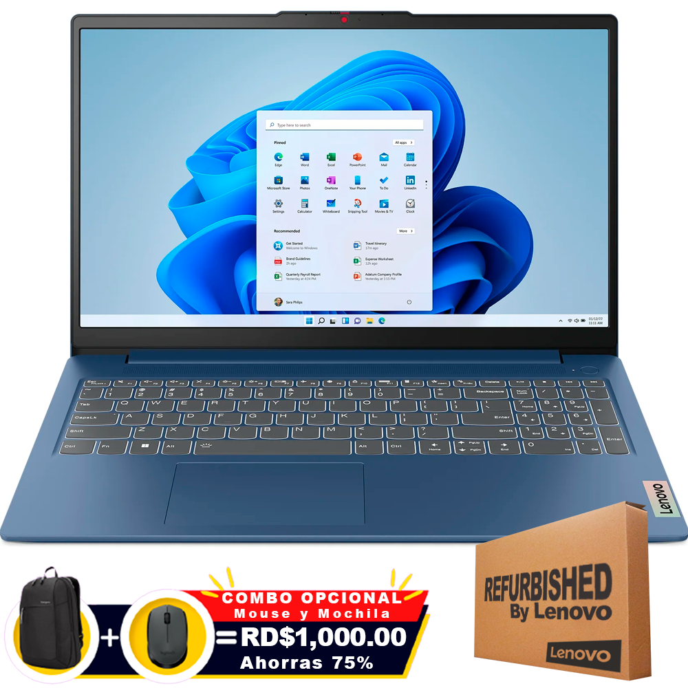 ❞𝐑𝐞𝐟𝐮𝐫𝐛𝐢𝐬𝐡𝐞𝐝❞ Lenovo SLIM 3 15IRU8 15.6&quot; FHD Touch Core™ i3-1315U 512GB SSD 8GB W11 ABYSS BLUE Bcklt