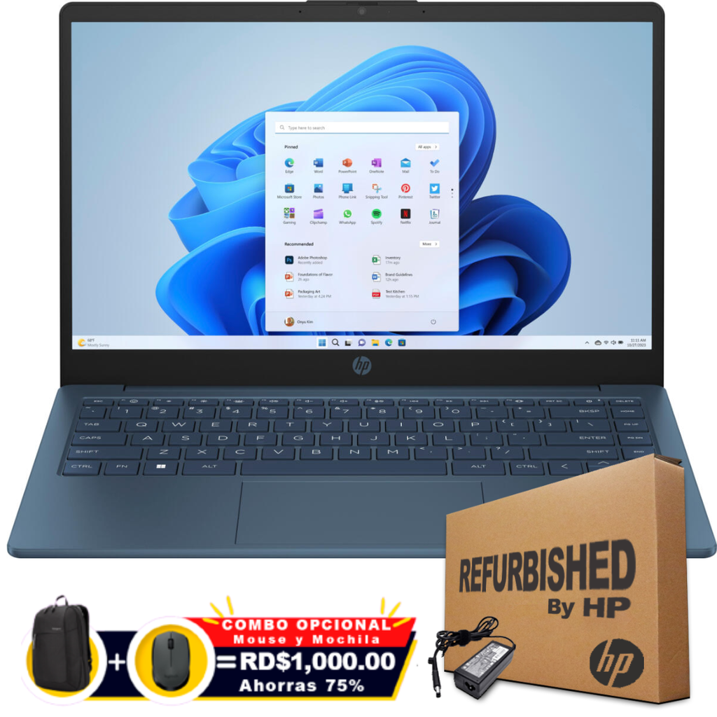 ❞𝐑𝐞𝐟𝐮𝐫𝐛𝐢𝐬𝐡𝐞𝐝❞ HP 14-EP2012 14&quot; HD Intel® N150 128GB SSD 4GB W11 WATERFALL BLUE