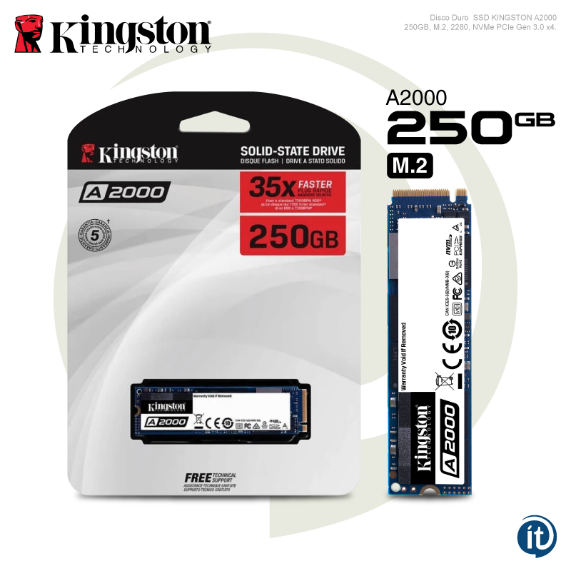 Disco Duro Kinston 1" M.2 2280 NVMe 256GB SSD