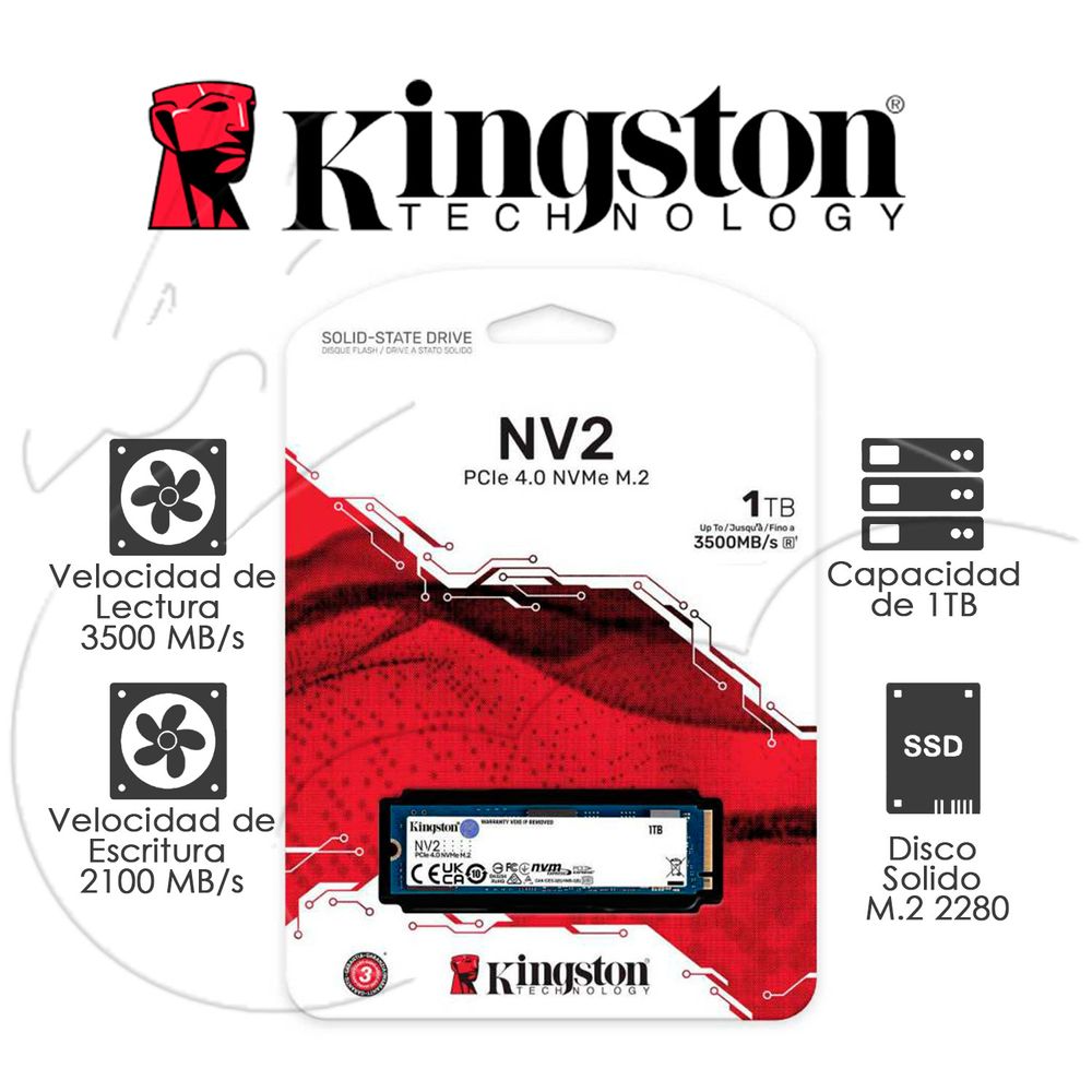 Disco Duro 1" Kingston 1TB SSD PCIe 4.0 NVMe M.2