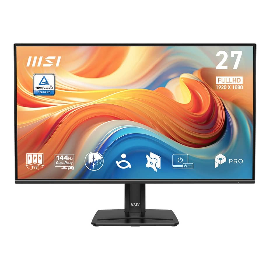 MSI PRO MP271-E14A 27" Plano FHD HDR 144HZ 1MS Adaptive Sync Bocinas 1x DP 1.2A, 1x HDMI 2.0B, 1x VGA