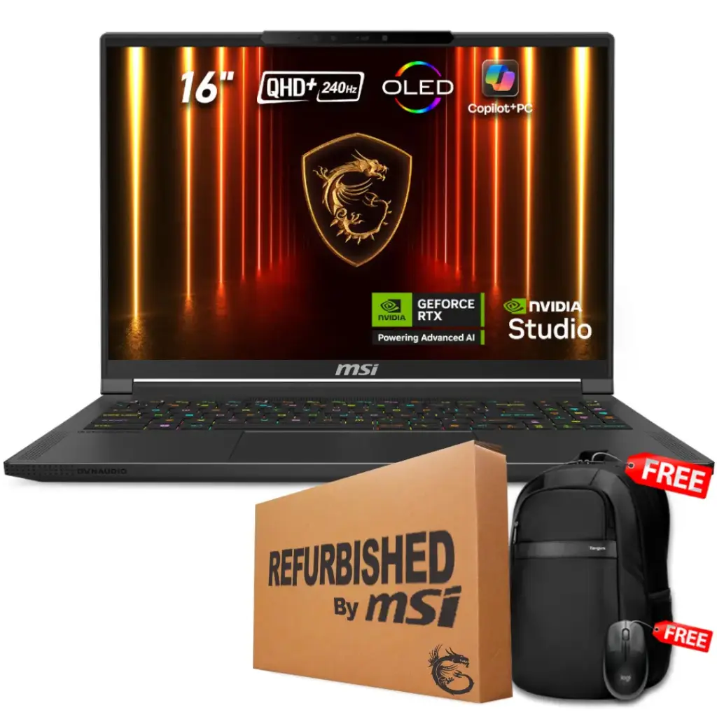 MSI STEALTH A16 AI+ A3HVGG 16" QHD 240Hz Ryzen™ AI 9 365 1TB SSD 32GB W11 Pro NVIDIA® RTX 4070 8GB BLACK Bcklt