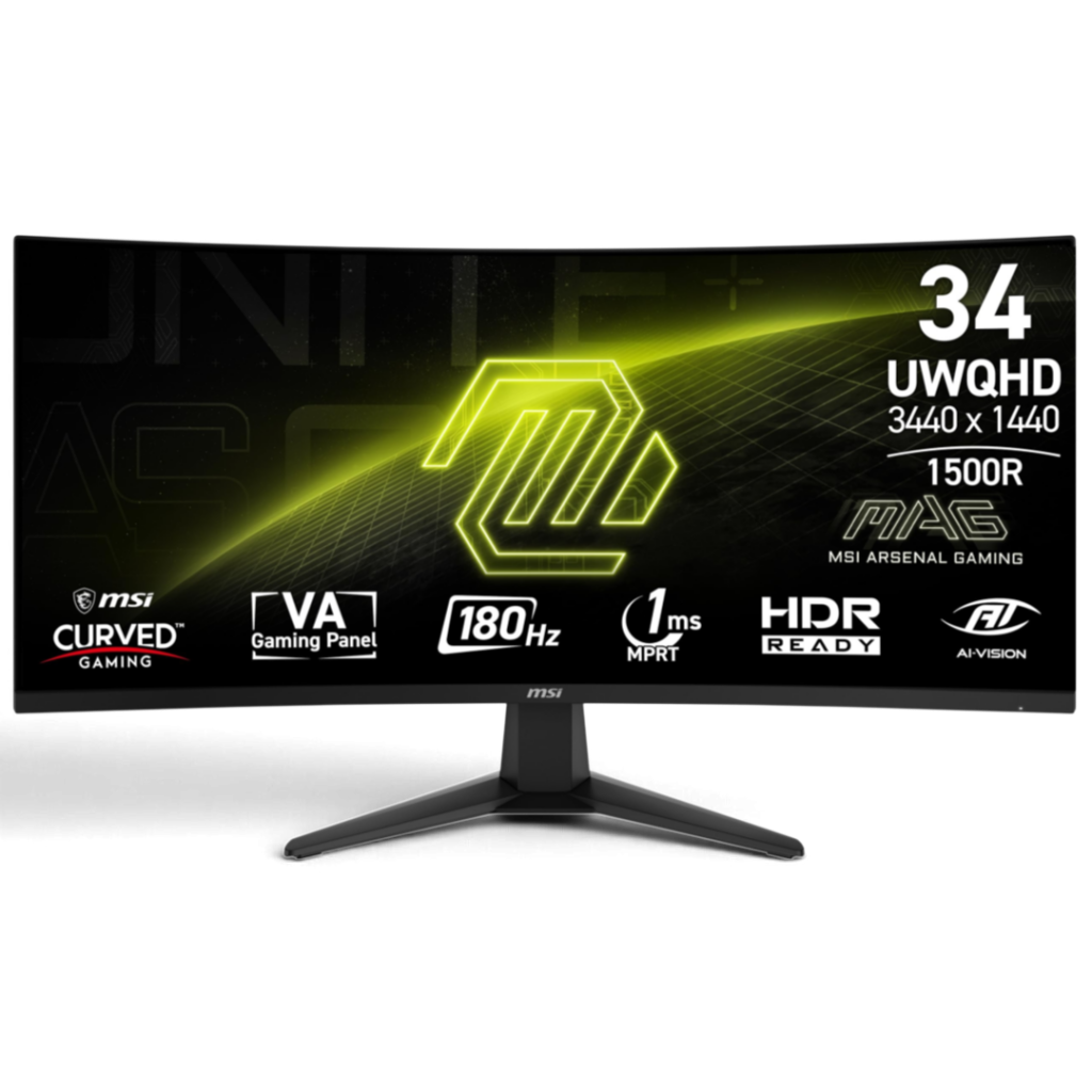 MSI MAG 346CQ Curved Monitor 34" UWQHD (3440x1440) 180Hz 1ms