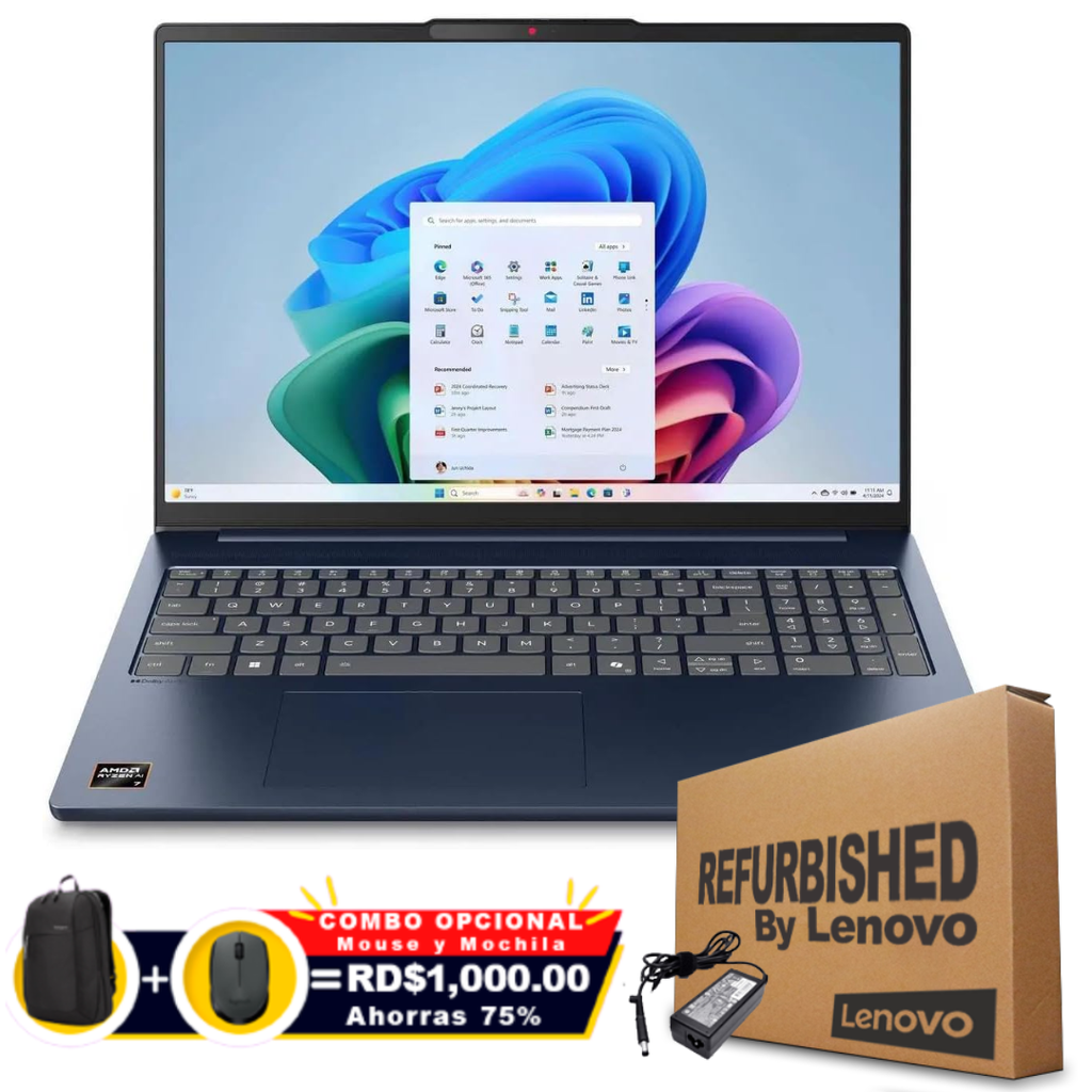 Lenovo SLIM 5 16AKP10 16" FHD Touch Ryzen™ AI 5 340 512GB SSD 16GB W11 BLUE Bcklt