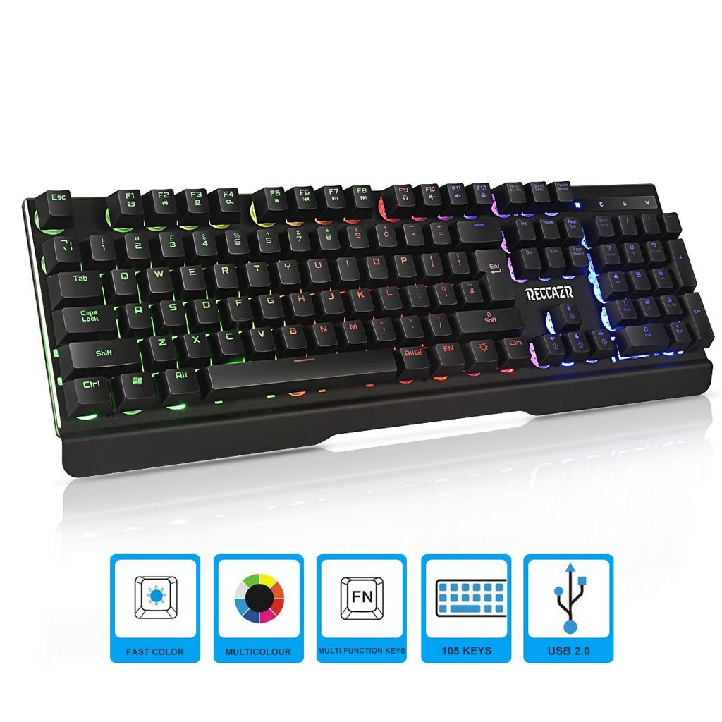 Teclado Gaming RECCAZR Mecanico iluminado RGB