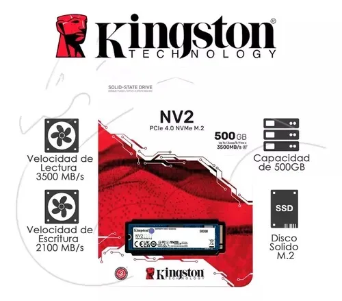 Disco Duro 1" Kingston 500GB SSD PCIe 4.0 NVMe M.2