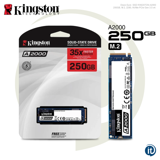 [DISC-256NVME] Disco Duro Kinston 1&quot; M.2 2280 NVMe 256GB SSD