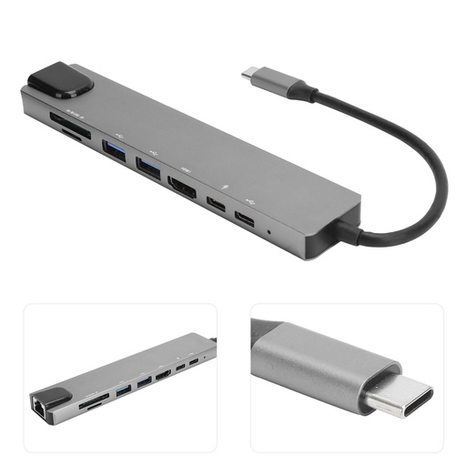 [DCKTCHUB] Estacion Multi USB HUB 8 en 1 Type C